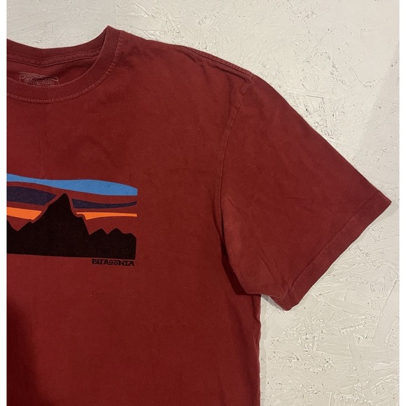 Patagonia T-Shirt Men's Size L Red Logo Regular Fit Crew Neck Short Sleeve - Picture 6 of 10